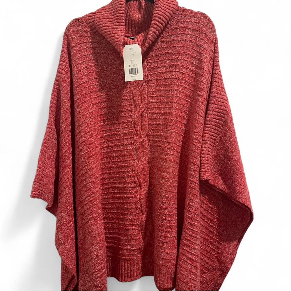 Belk Red Cable Knit Poncho